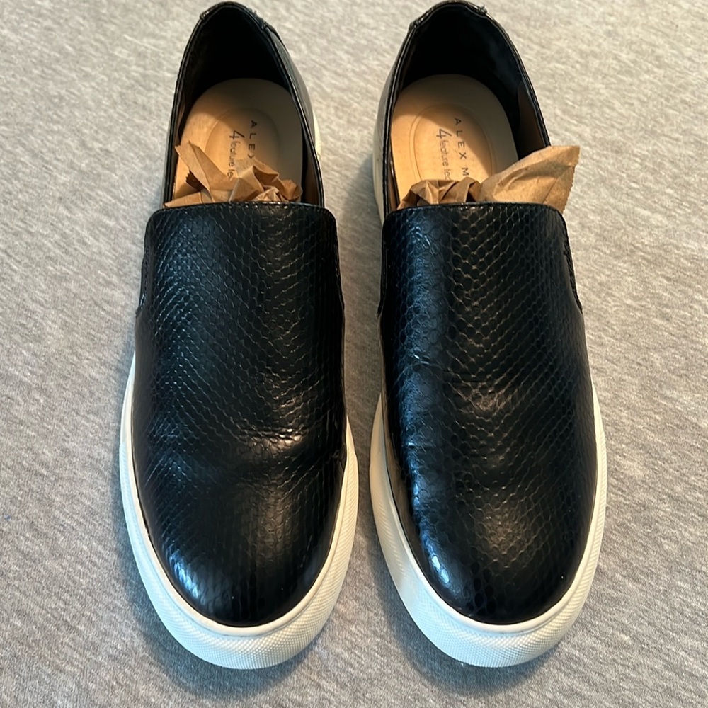 Alex Marie Black Leather Platform Loafers